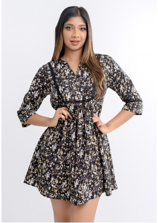 MOISHY BLACK PRINTED DRESS